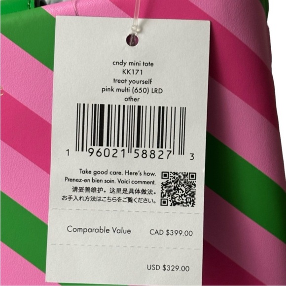 Pink and Green Striped Kate's Bag - Picture 6 of 6